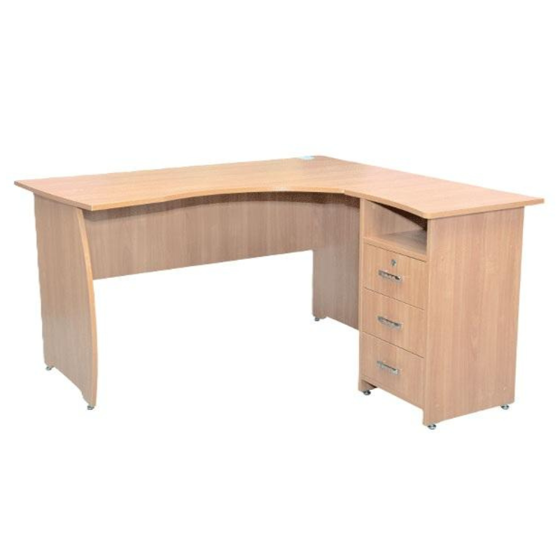 Стіл вчительський кутовий з отвором для проводів офісної техніки, з тумбою, АНШАР ГРУП (8188+8261), 1400х1400х750 мм., матеріал – ЛДСП